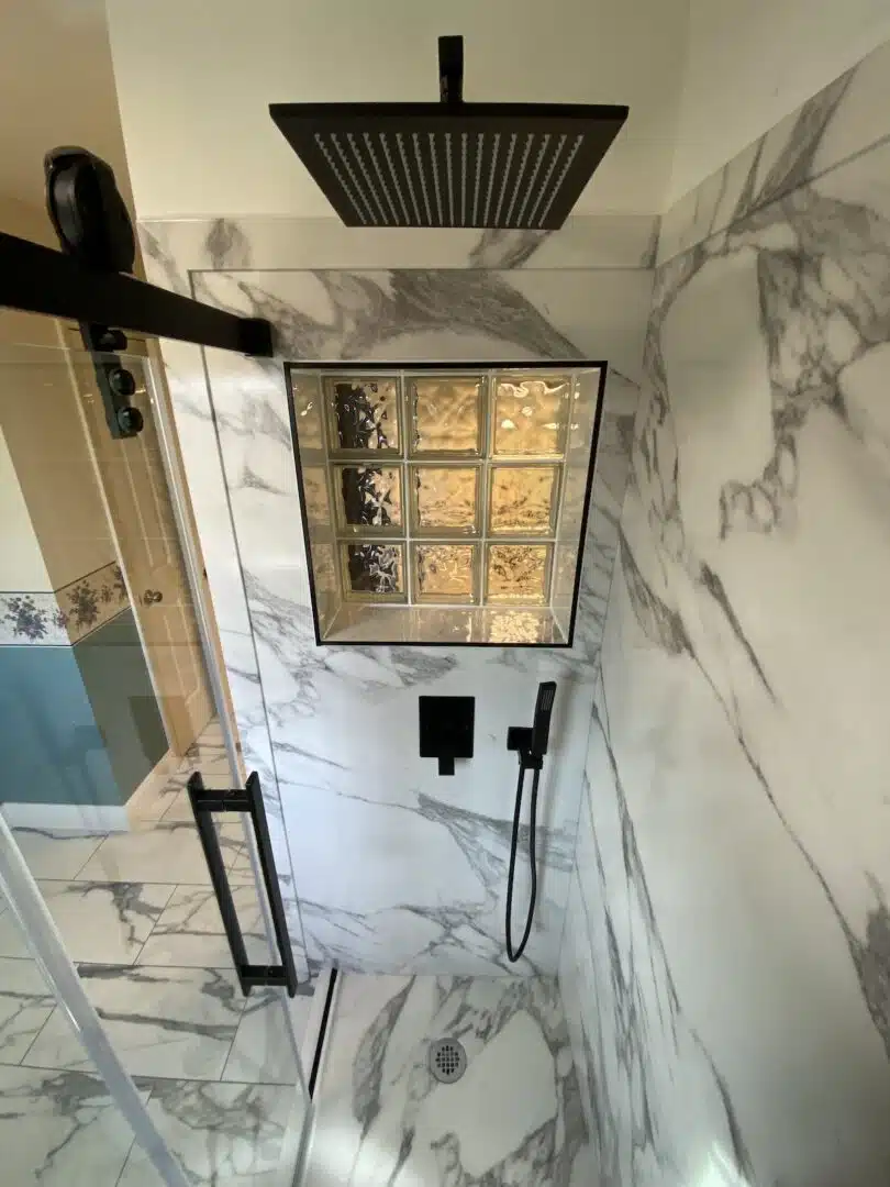 Custom shower with tile